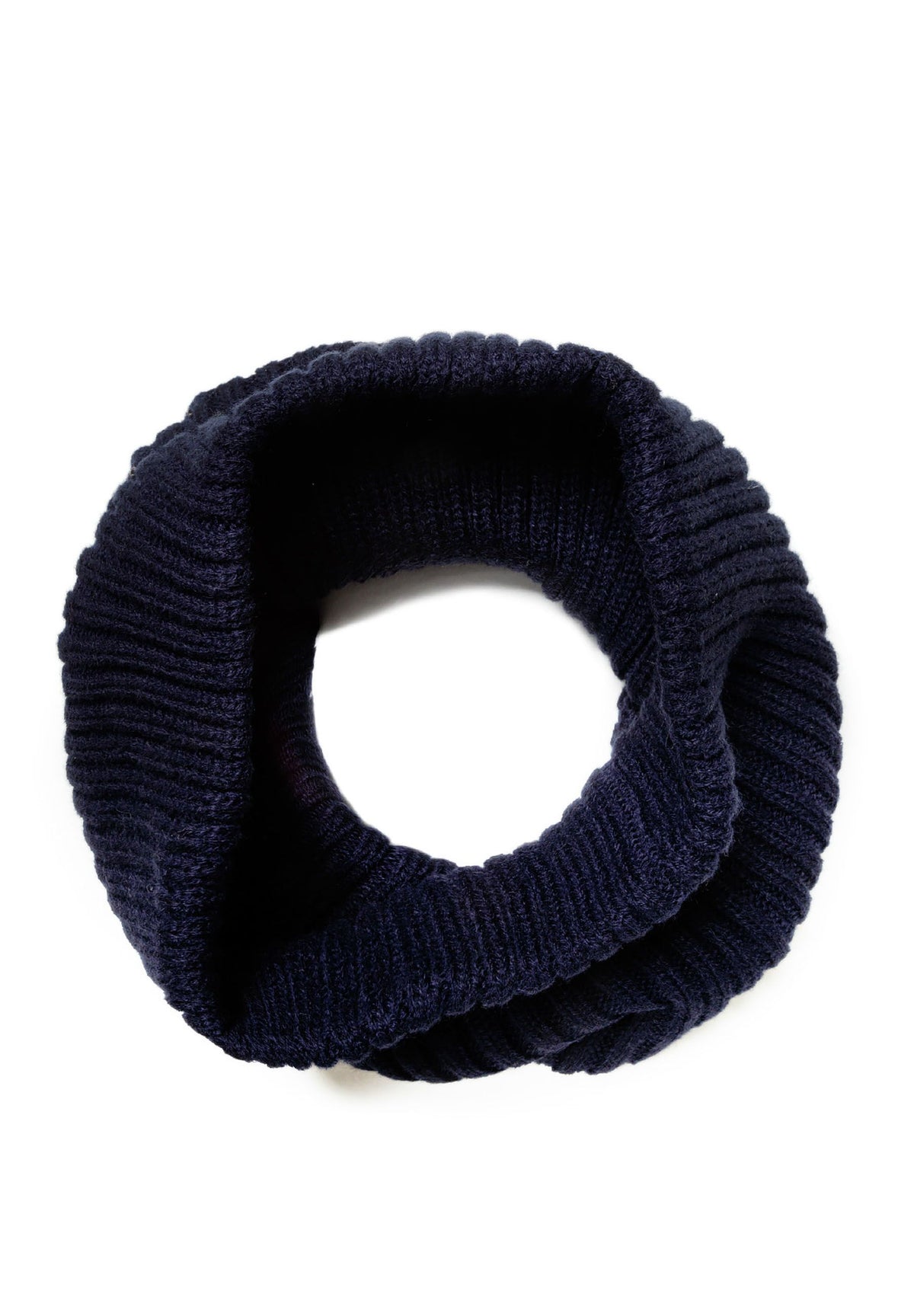 Navy hat and snood set, snood loop.