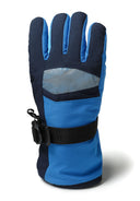 Boys blue Boys waterproof ski gloves with reflective panel