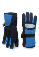 Boys blue Boys waterproof ski gloves with reflective panel