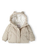 Unisex grey padded baby jacket with teddy lining and 3d ears