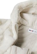 Kids cream Unisex faux fur snowsuit with 3d ears on the hood and cotton lining