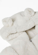 Kids cream Unisex faux fur snowsuit with 3d ears on the hood and cotton lining