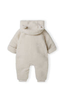 Kids cream Unisex sherpa snowsuit with 3d ears on the hood and cotton lining