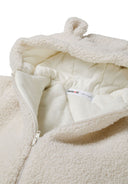 Kids cream Unisex sherpa snowsuit with 3d ears on the hood and cotton lining