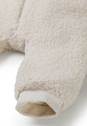 Kids cream Unisex sherpa snowsuit with 3d ears on the hood and cotton lining