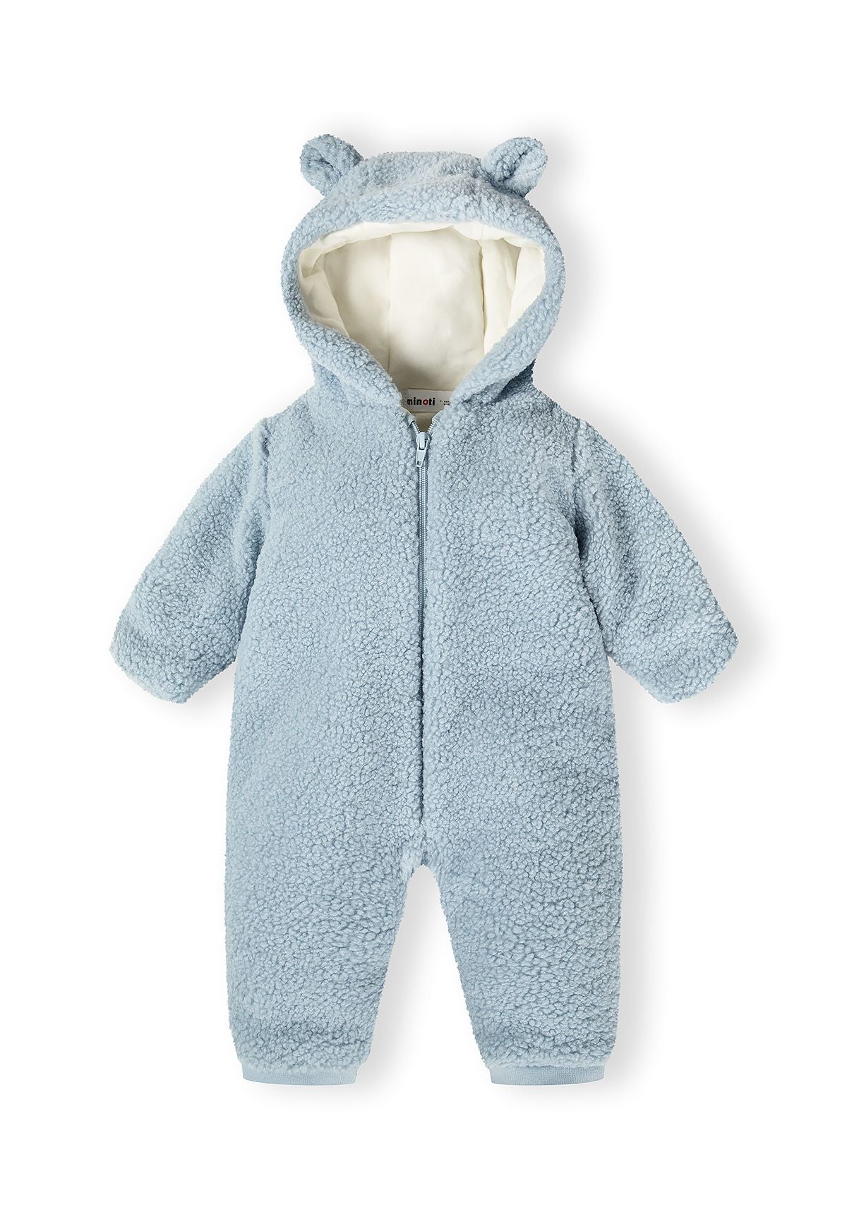Light blue teddy pramsuit, front.