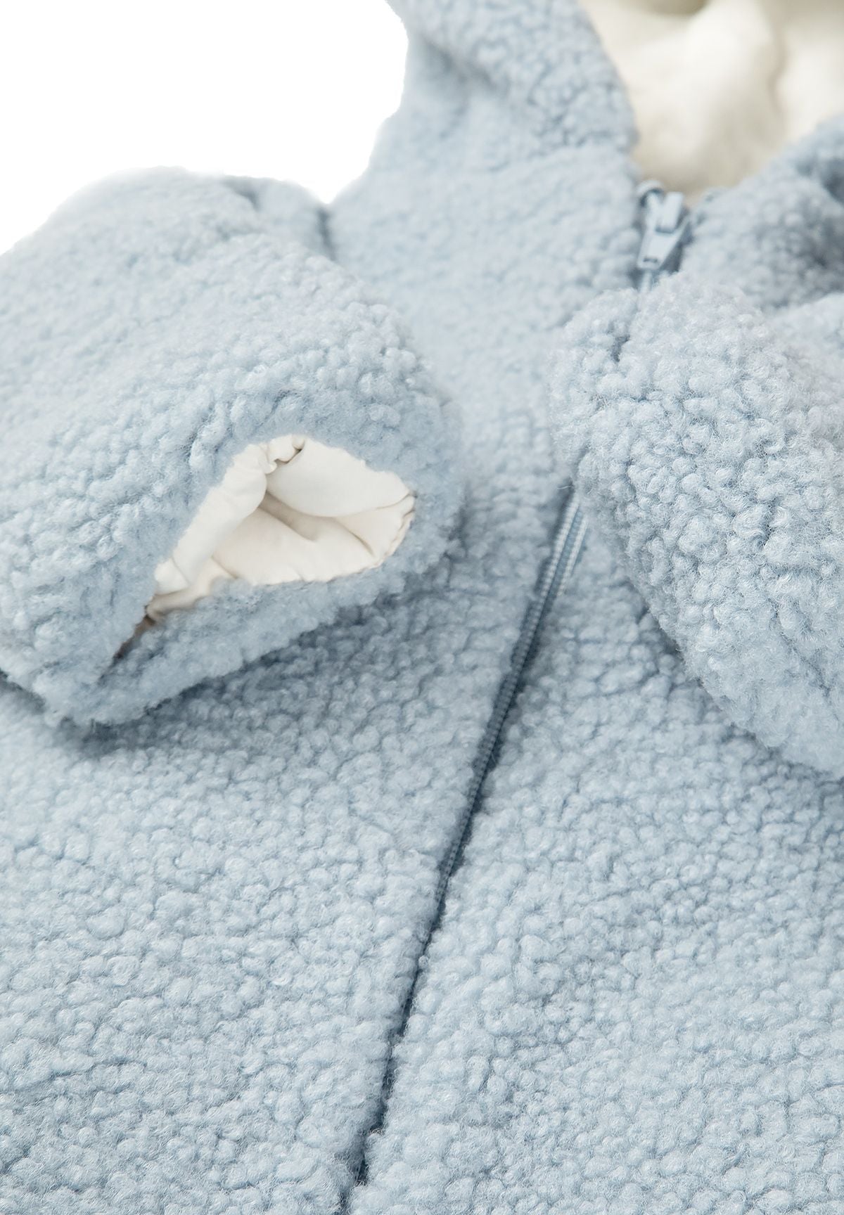 Sherpa Snowsuit, Light Blue, 3D Ears, Hooded - 5