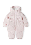 Girls pink Girls snowsuit with ears, fleece lining and mittens light