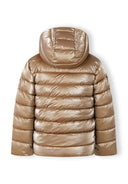 Girls copper padded winter jacket with hood, zipper and snap closure