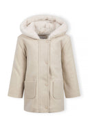 Girls grey Girls warm coat with faux fur lining and hood