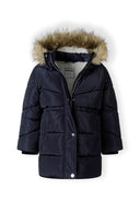 Pikowana kurtka zimowa z futerkiem i polarową podszewką