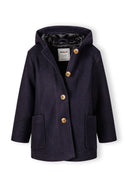 Klasyczny płaszcz zimowy z kapturem i guzikami