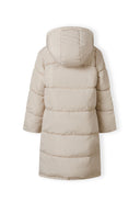 Długa kurtka zimowa z kapturem i napami po bokach