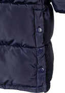 Długa kurtka zimowa z kapturem i napami po bokach