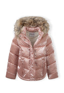 Kurtka z metalicznym połyskiem i futerkiem