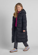 Długa kurtka zimowa z zapięciami po bokach