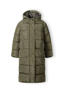 Długa kurtka zimowa z zapięciami po bokach