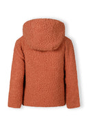 Dziewczęca kurtka z polaru teddy w kolorze terracotta z kapturem