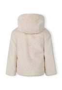 Kurtka z futerka z kapturem i ukrytym zapięciem