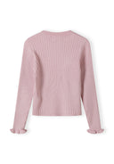 Sweter w prążki z falbanką na rękawach