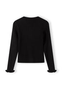 Sweter w prążki z falbanką na rękawach