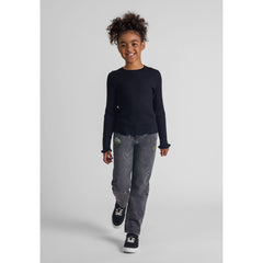 Girls' ribbed jumper in black