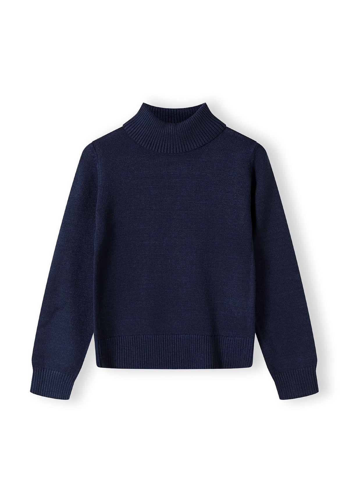 Navy high neck jumper, front.