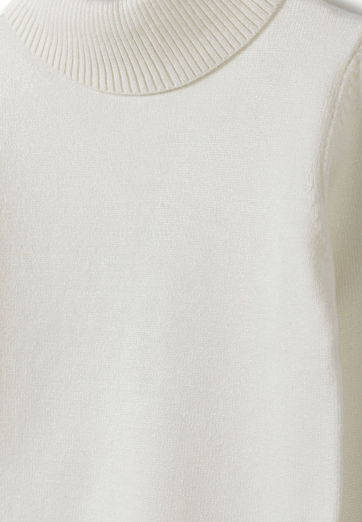 Cream high neck jumper, knit detail.