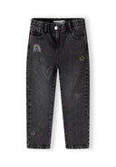 Spodnie jeansowe z elastyczną talią i nadrukami