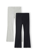 2 pack prążkowanych legginsów z rozszerzaną nogawką