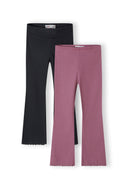 2 pack prążkowanych legginsów z rozszerzaną nogawką