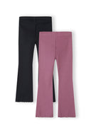 2 pack prążkowanych legginsów z rozszerzaną nogawką