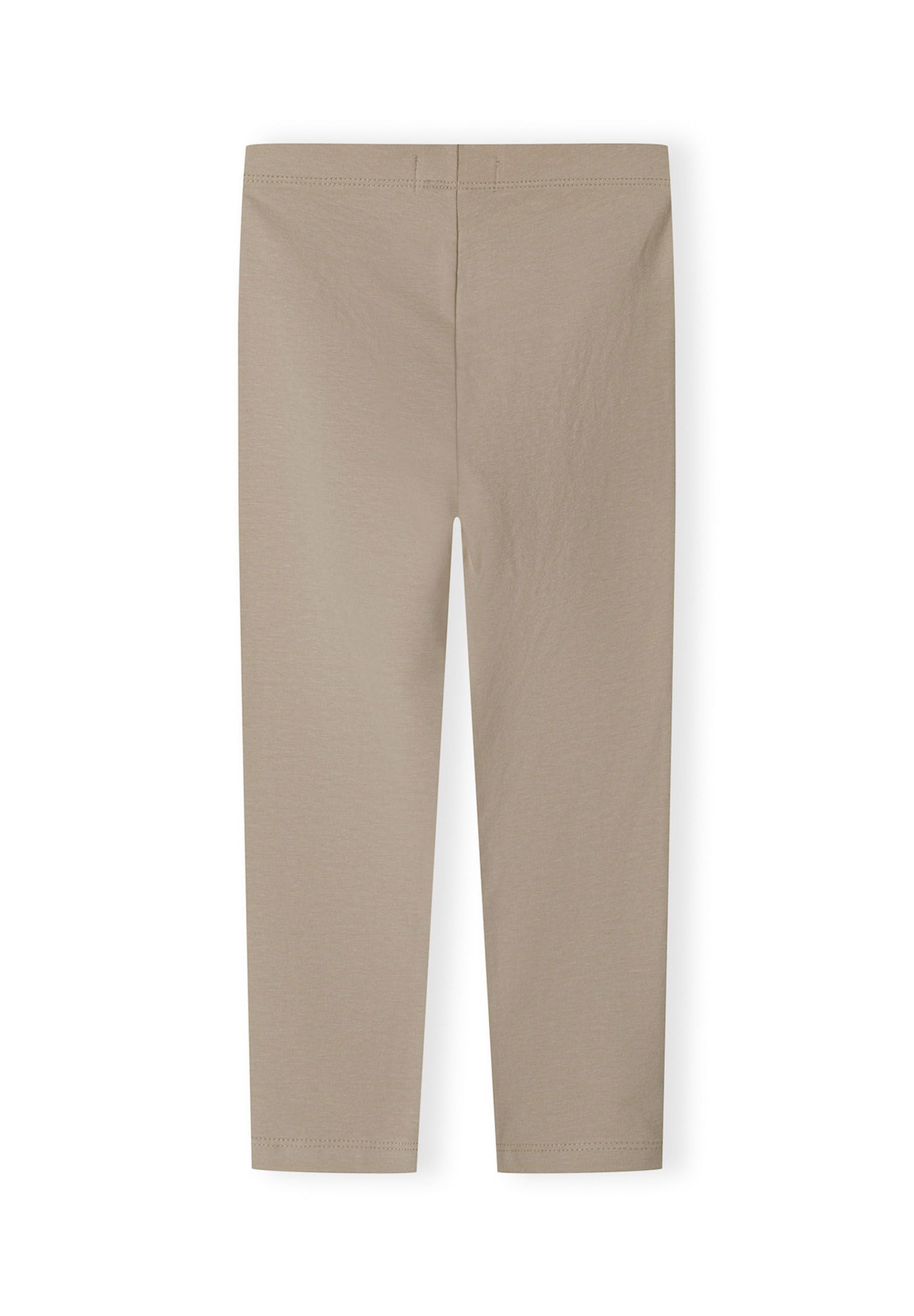 Girls jersey leggings in light grey, front view, featuring an elastic waistband.