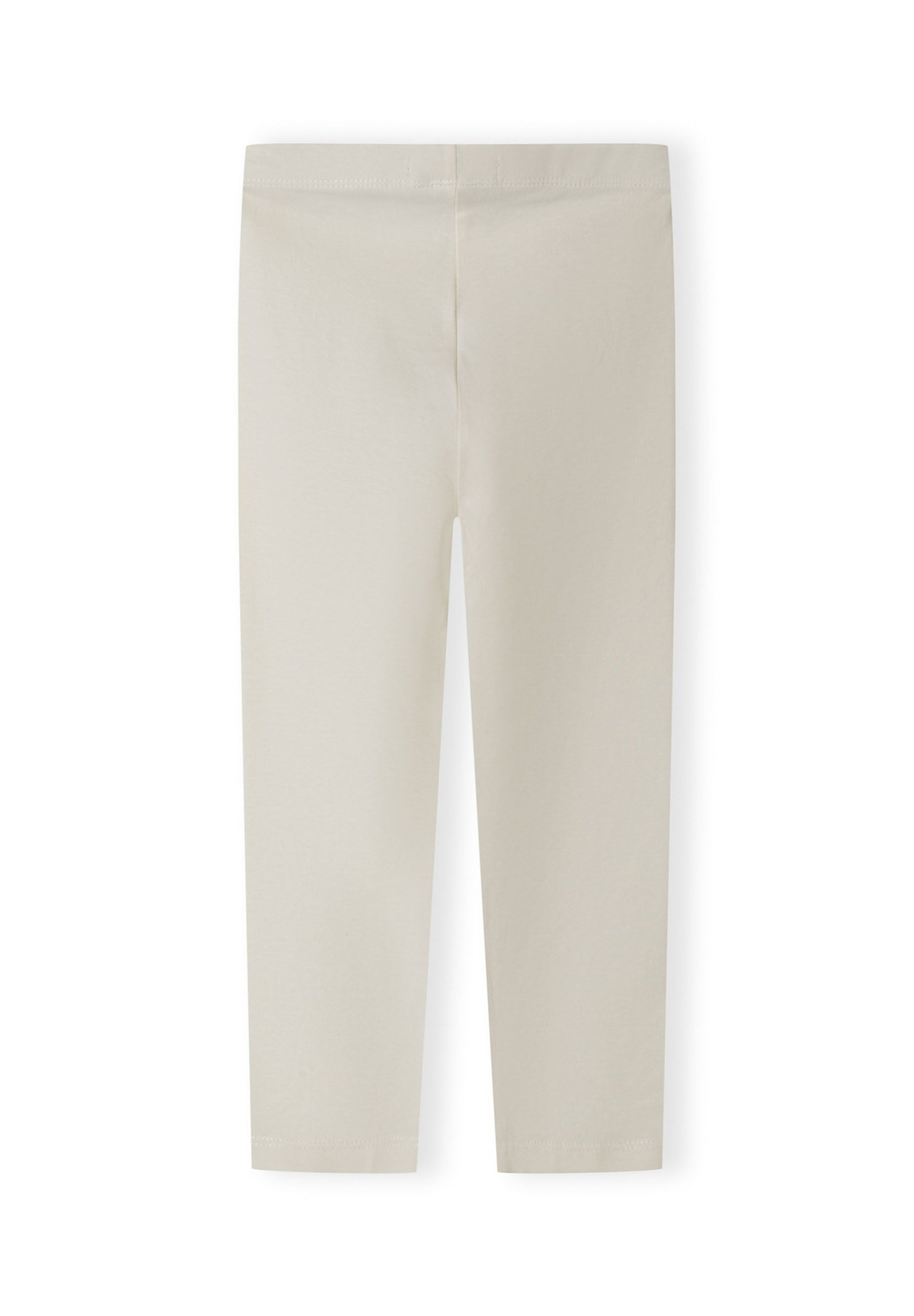 Girls full-length leggings in light grey with elastic waistband, back view.
