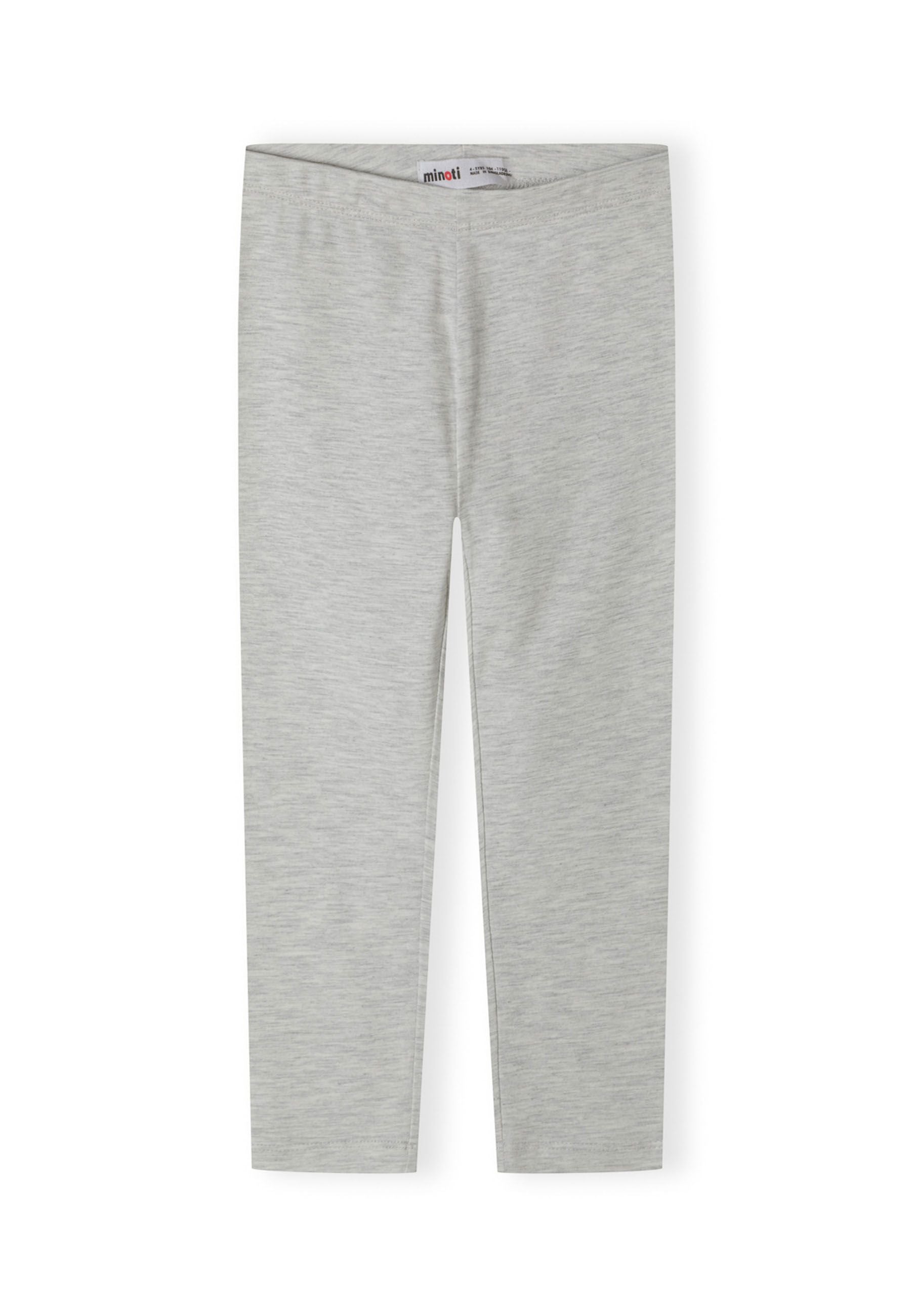 Girls' full-length grey jersey leggings with elastic waistband.