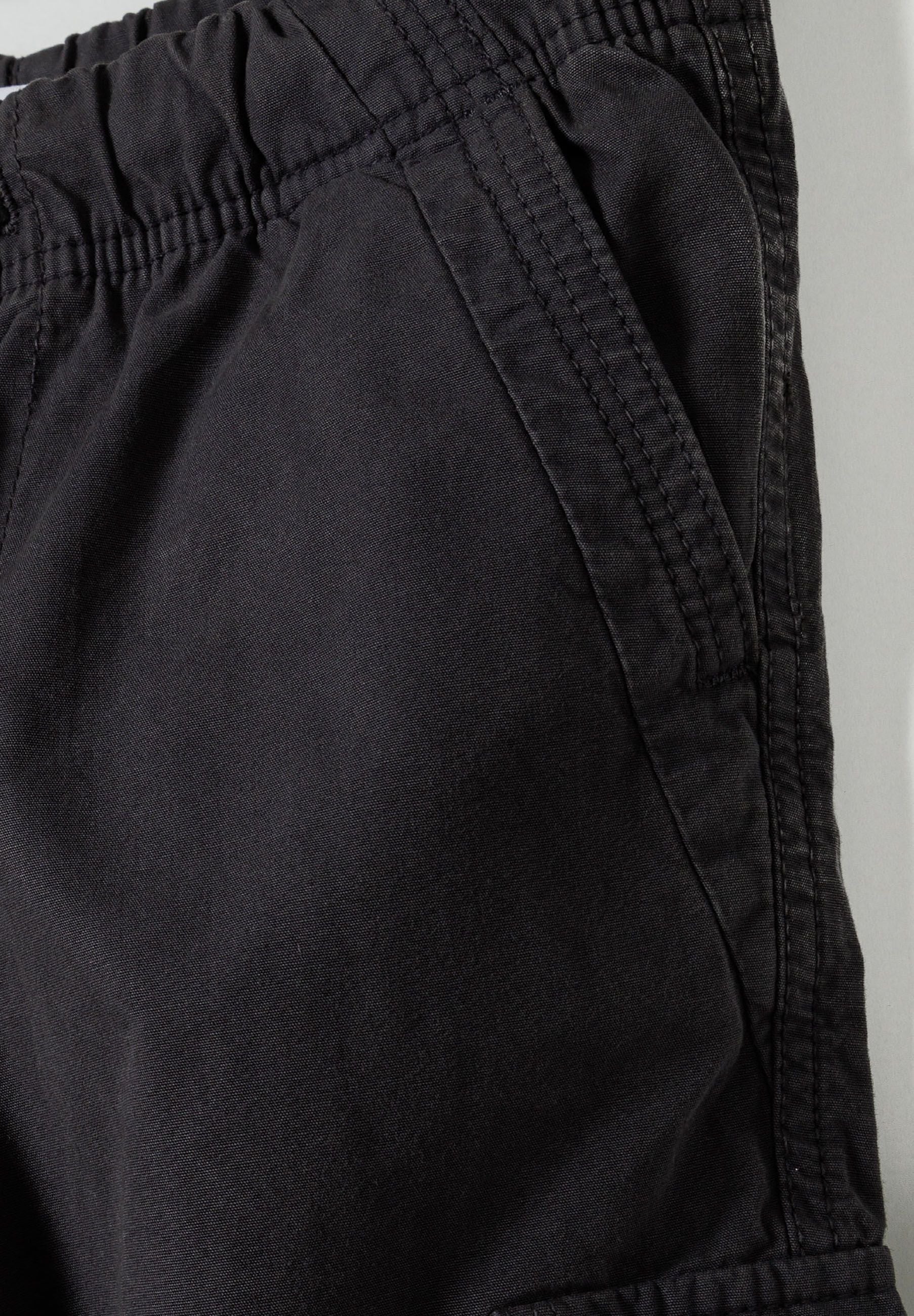 Cotton Cargo Trousers, Black, Elasticated Waist - 3