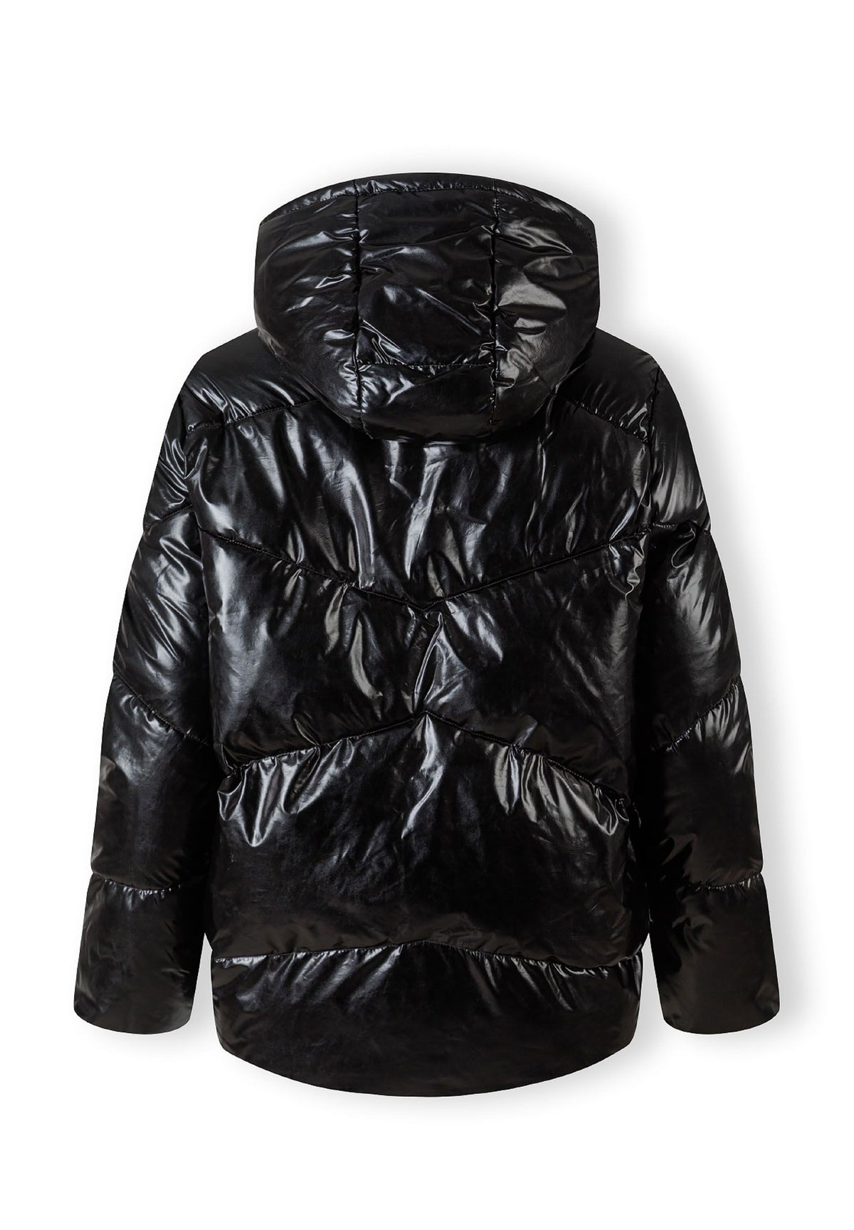 Back of a black puffer jacket.