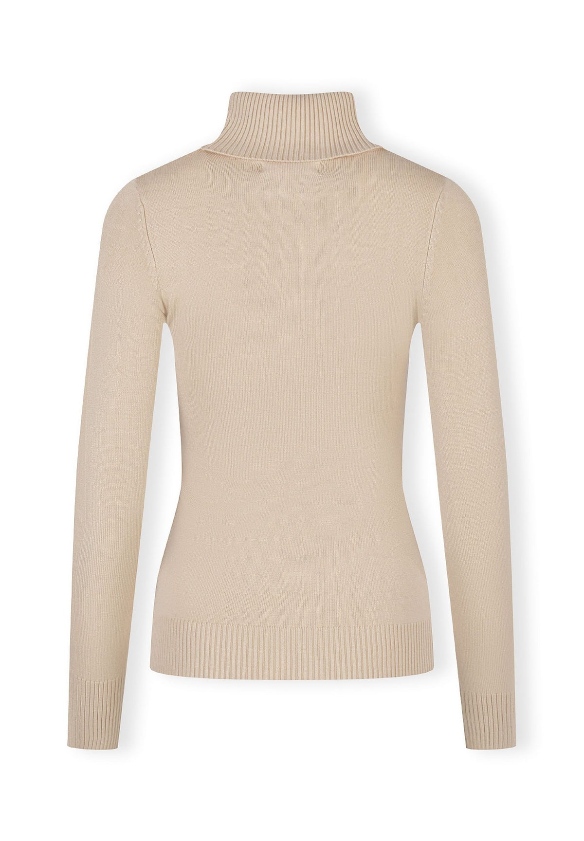 Beige roll neck jumper, back.