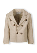 Płaszcz dwurzędowy z kołnierzem i ściągaczami