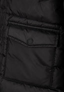 Długa pikowana kurtka z kapturem i napami