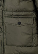 Długa pikowana kurtka z kapturem i napami