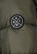 Długa pikowana kurtka z kapturem i napami