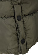 Długa pikowana kurtka z kapturem i napami