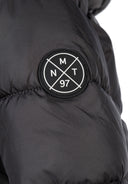 Długa pikowana kurtka z kapturem i napami