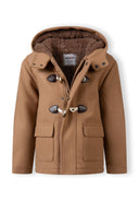 Ocieplany płaszcz z kołeczkami i kapturem