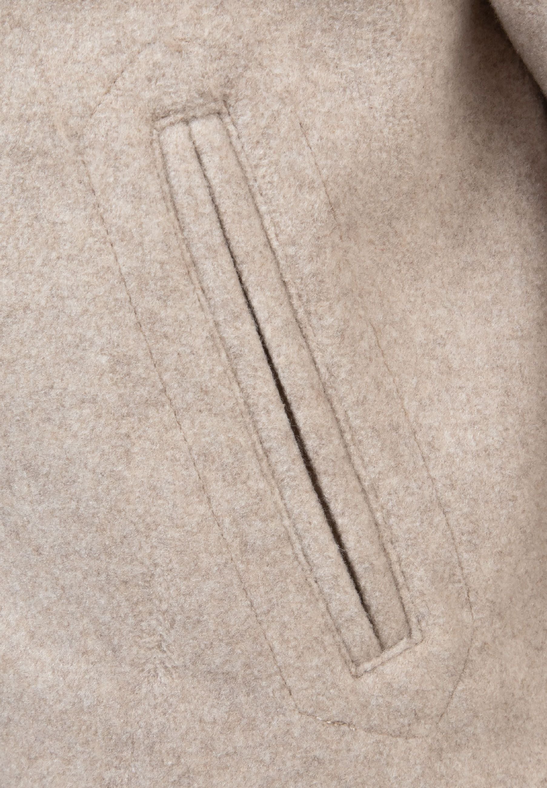 Double Breasted Wool-Look Coat, Grey, Lapel Collar - 4