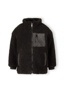 Boys black borg jacket with padding and chest zip pocket