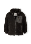 Boys black borg jacket with padding and chest zip pocket