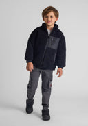 Boys black borg jacket with padding and chest zip pocket