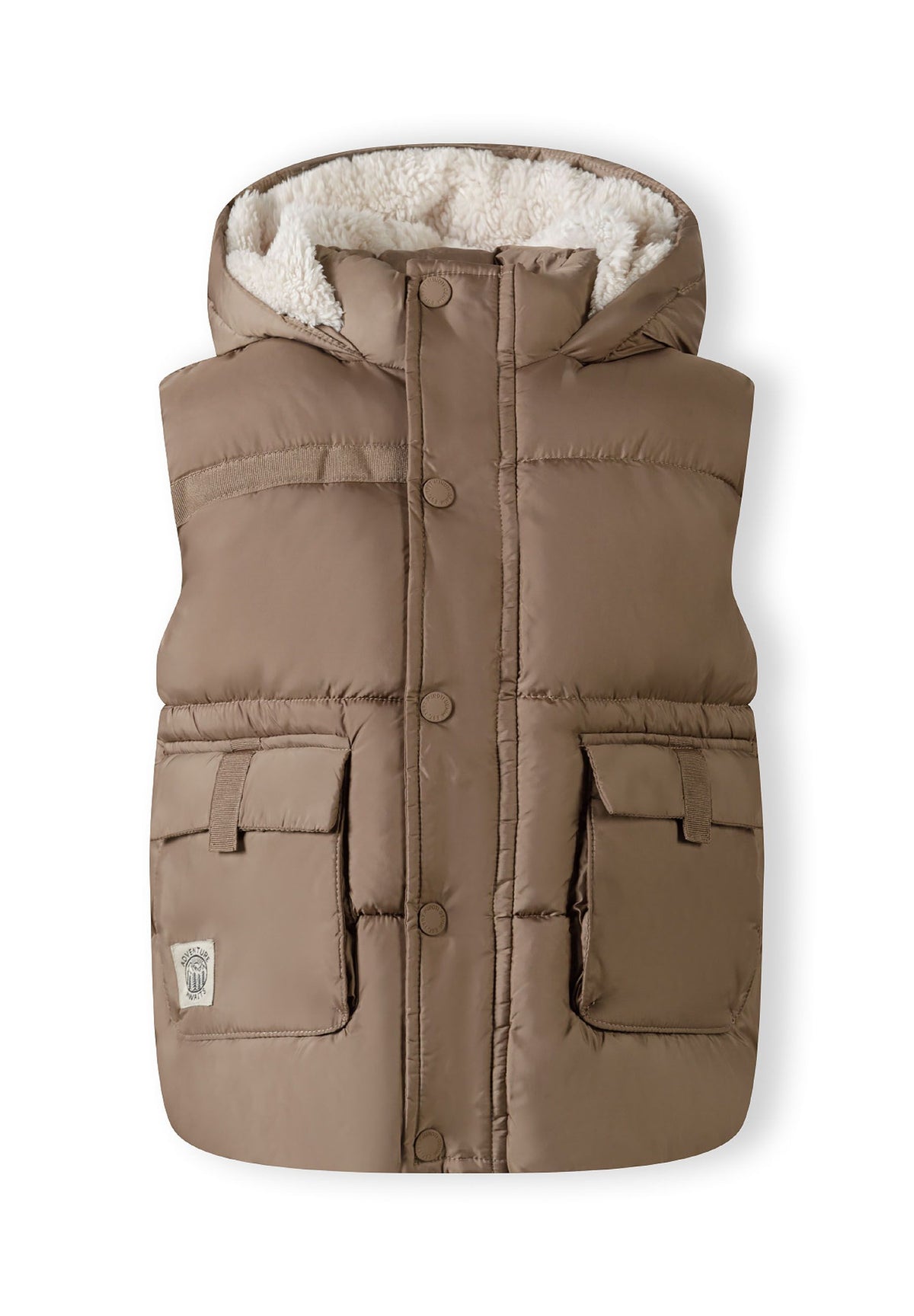 Brown padded gilet, front.